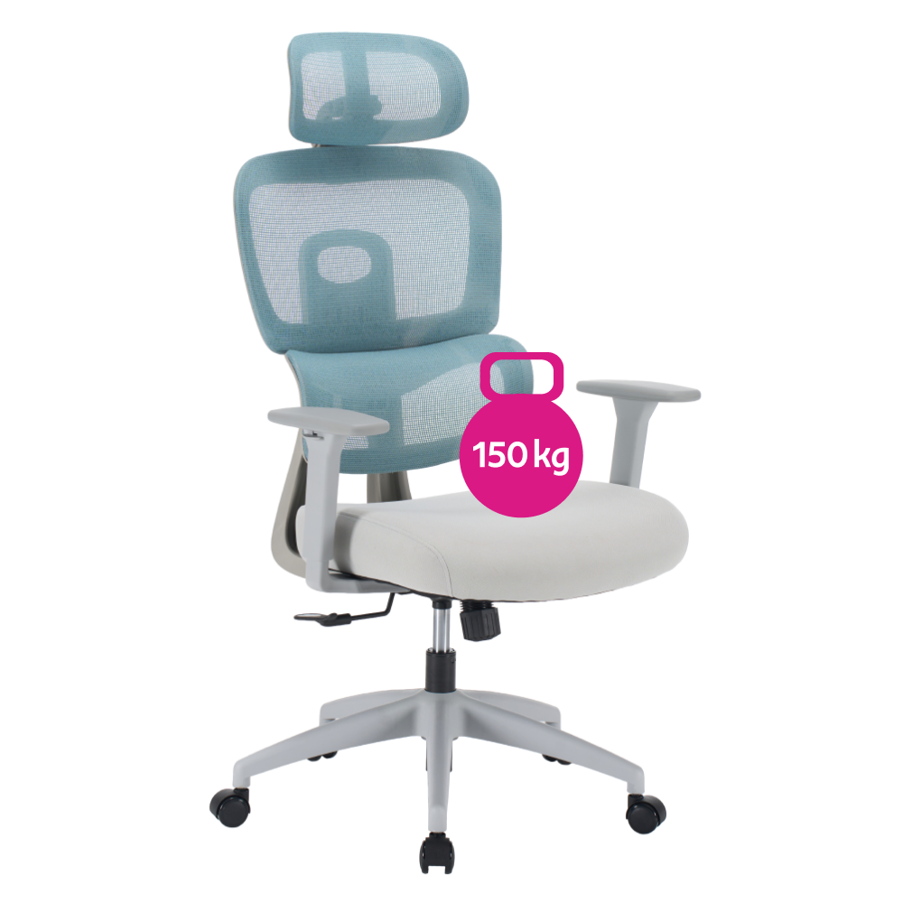 Kancelárske kreslo, neomint/svetlosivá/sivá, nosnosť 150 kg, ERMEN